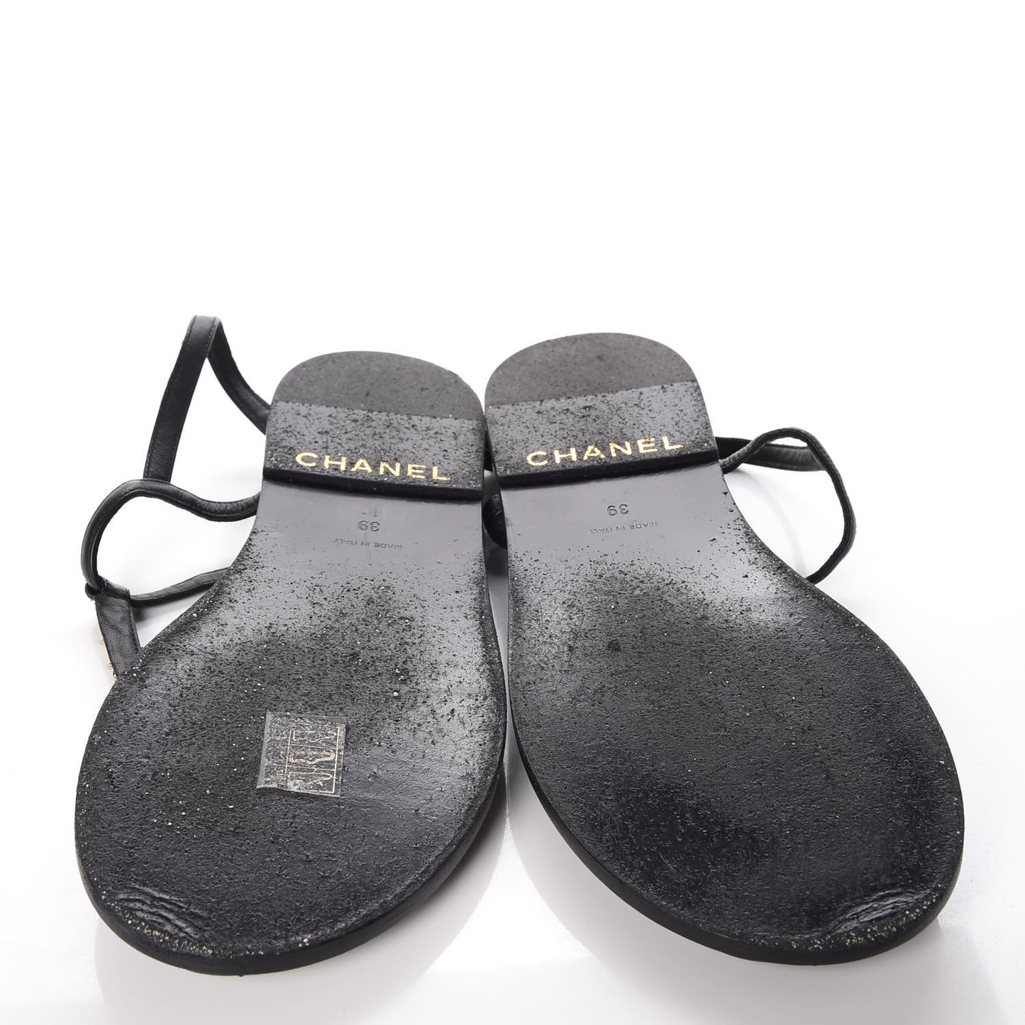 Lambskin CC Chain Thong Sandals 39 Black