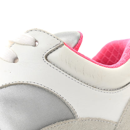 Chanel Calfskin Fabric Sneakers 36 White Silver Fluo Pink 12 of 14