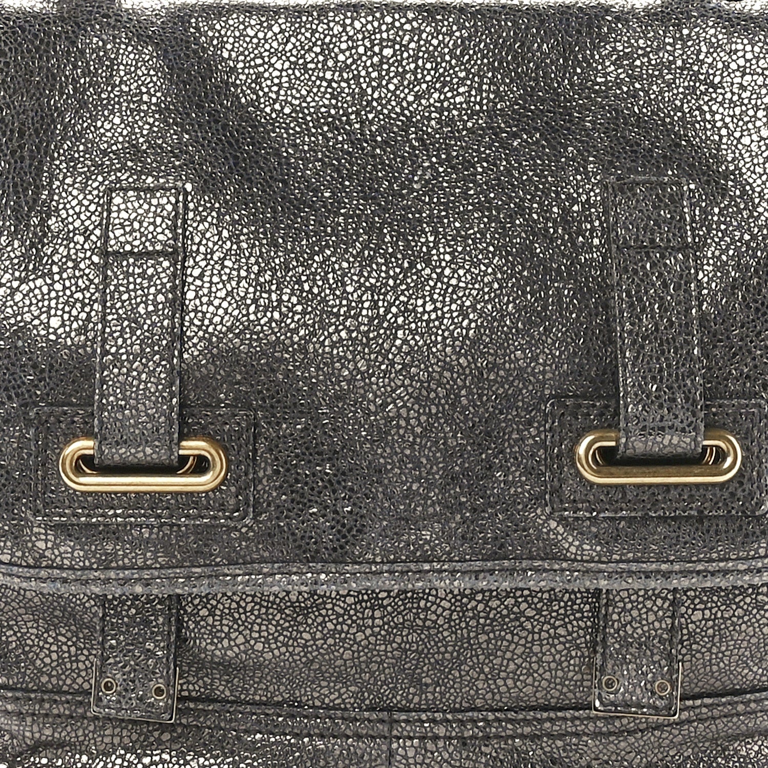 Saint Laurent Metallic Calfskin Besace Shoulder Bag Volcano Silver 8 of 11