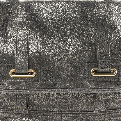 Saint Laurent Metallic Calfskin Besace Shoulder Bag Volcano Silver 8 of 11