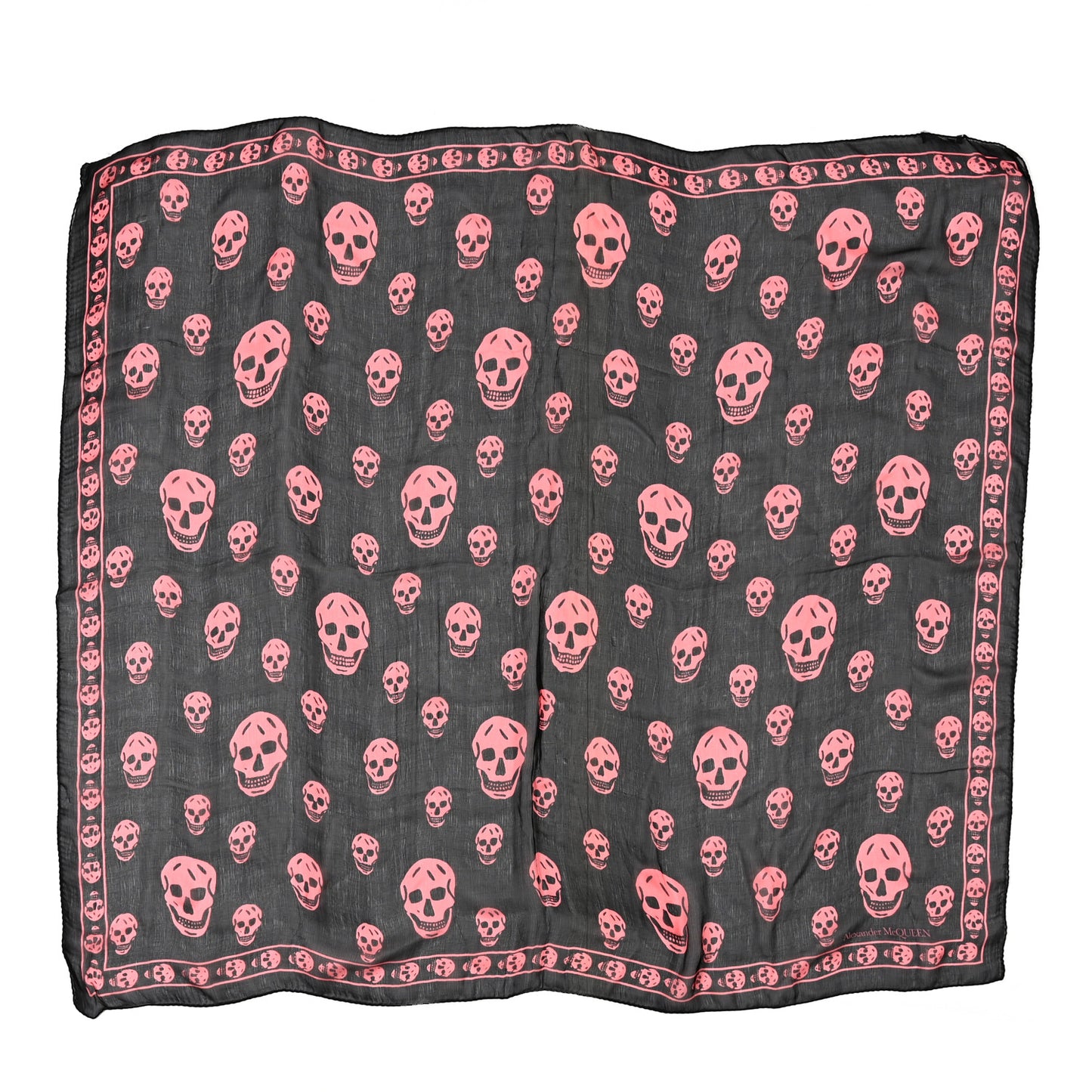 Silk Skull Scarf Black Pink