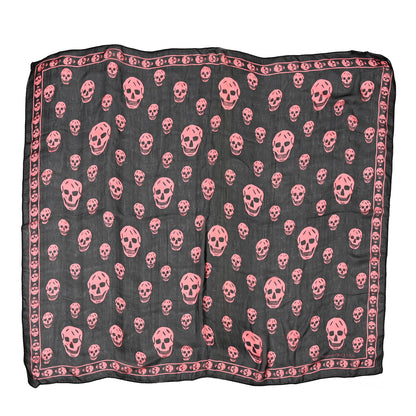 Alexander McQueen Silk Skull Scarf Black Pink 1 of 4