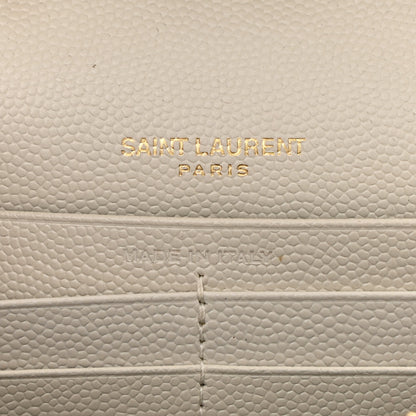 Saint Laurent Grain De Poudre Matelasse Chevron Monogram Chain Wallet White 7 of 14