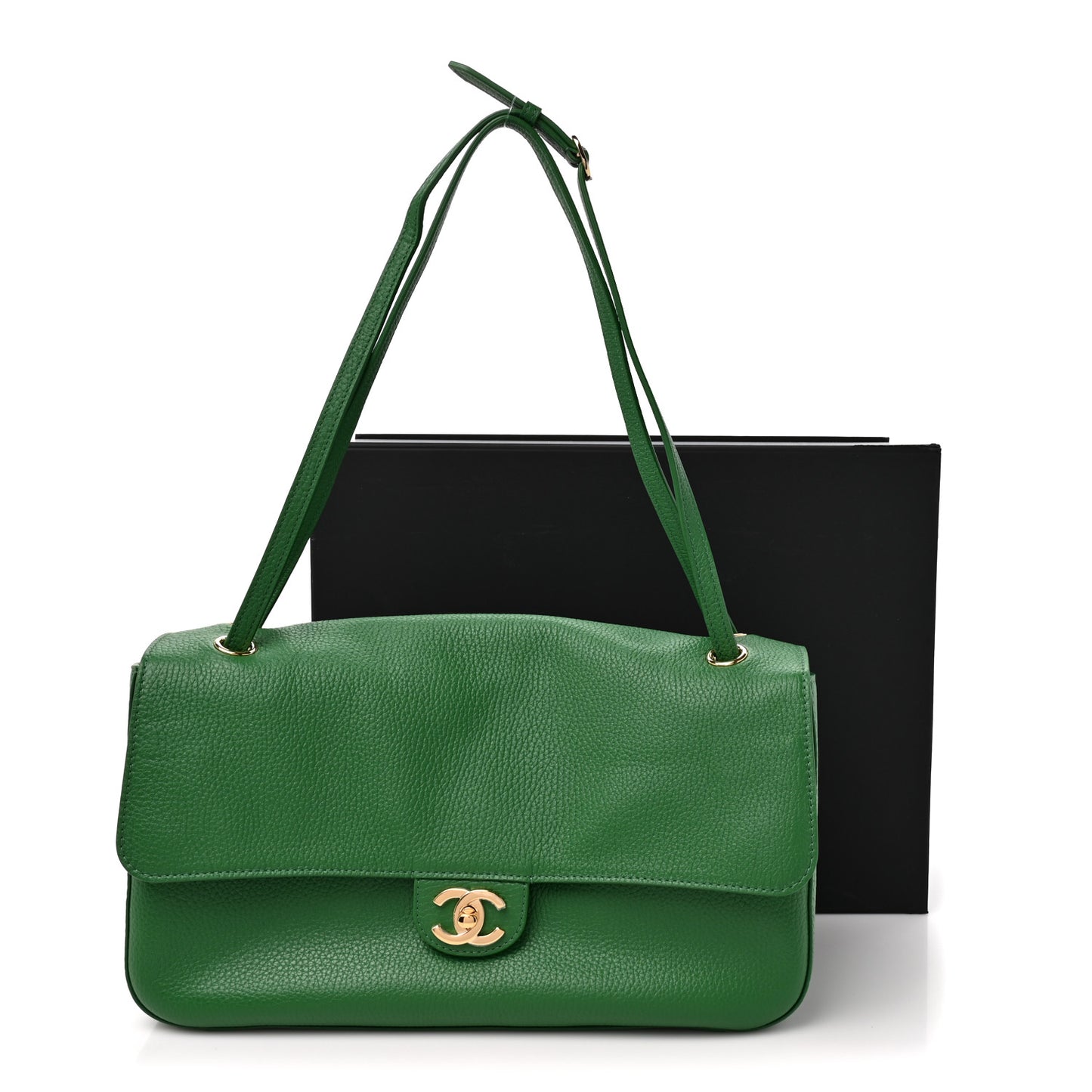 Grained Calfskin Small Souplissimo Maxi Flap Green