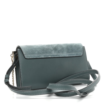 Chloe Suede Calfskin Small Faye Shoulder Bag Cloudy Blue 3 of 11