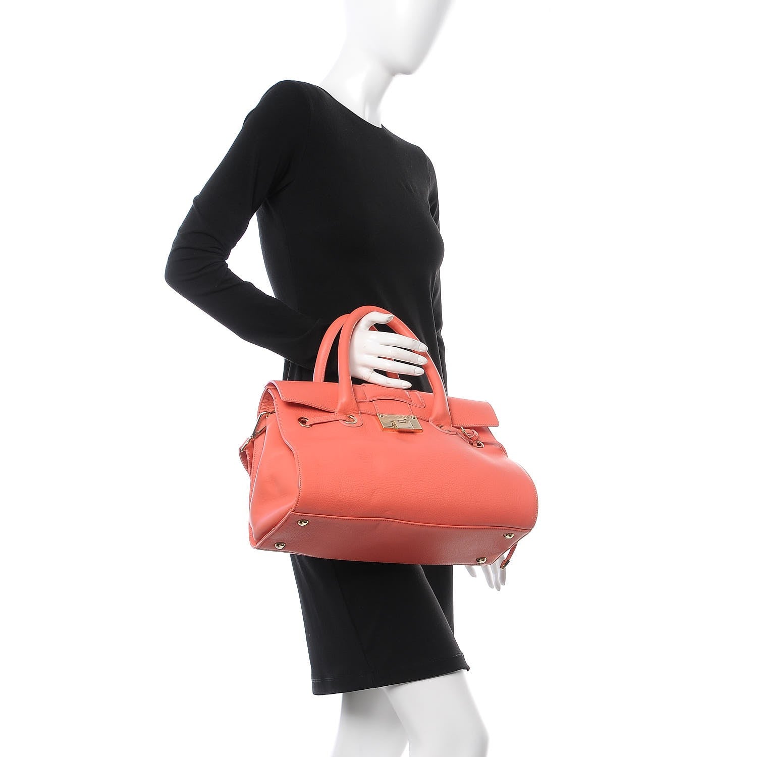 Jimmy Choo Calfskin Large Rosalie Coral 2 of 7