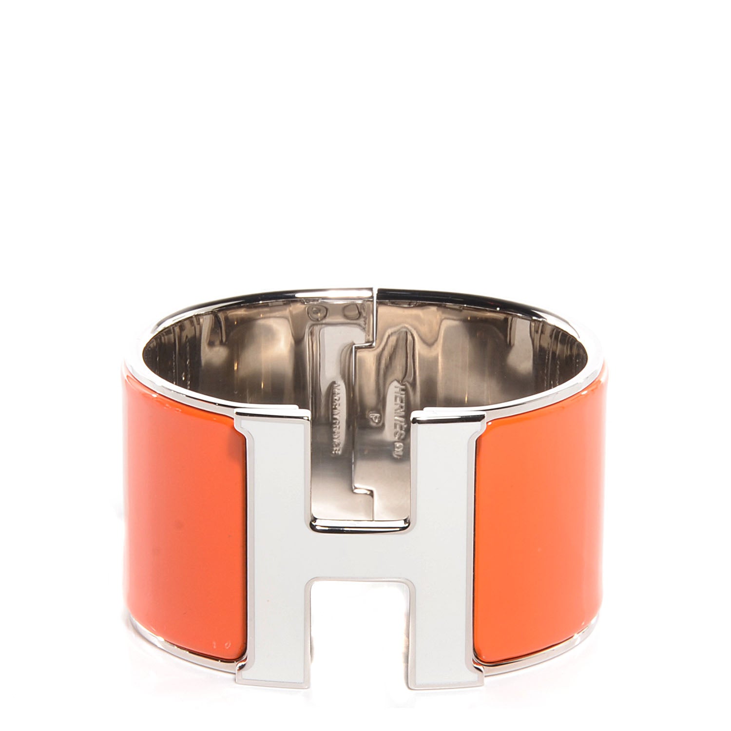 Hermes Enamel Clic Clac H Extra Wide Bracelet PM Orange 1 of 6