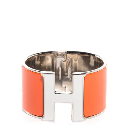 Hermes Enamel Clic Clac H Extra Wide Bracelet PM Orange 1 of 6