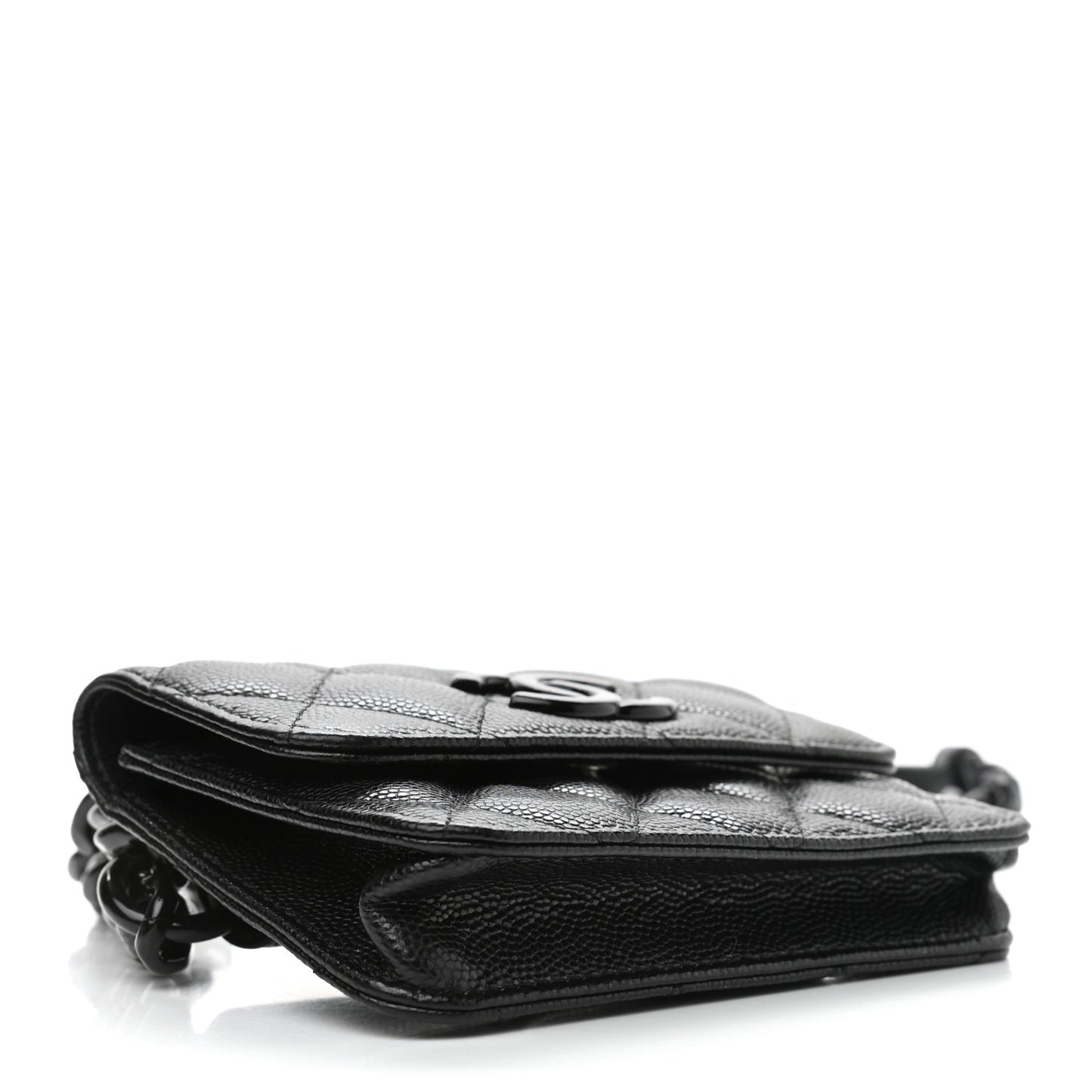 Caviar Quilted Incognito Belt Flap Card Holder Black
