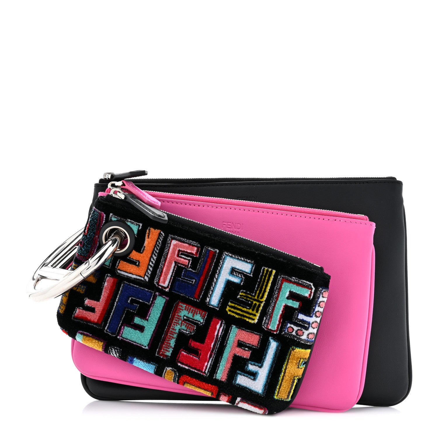 Fendi Calfskin Velvet F is Fendi Fun Fair Triplette Pouch Set Multicolor 1 of 11