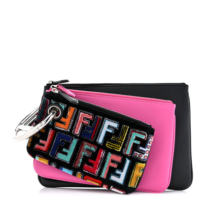 Fendi Calfskin Velvet F is Fendi Fun Fair Triplette Pouch Set Multicolor 1 of 11