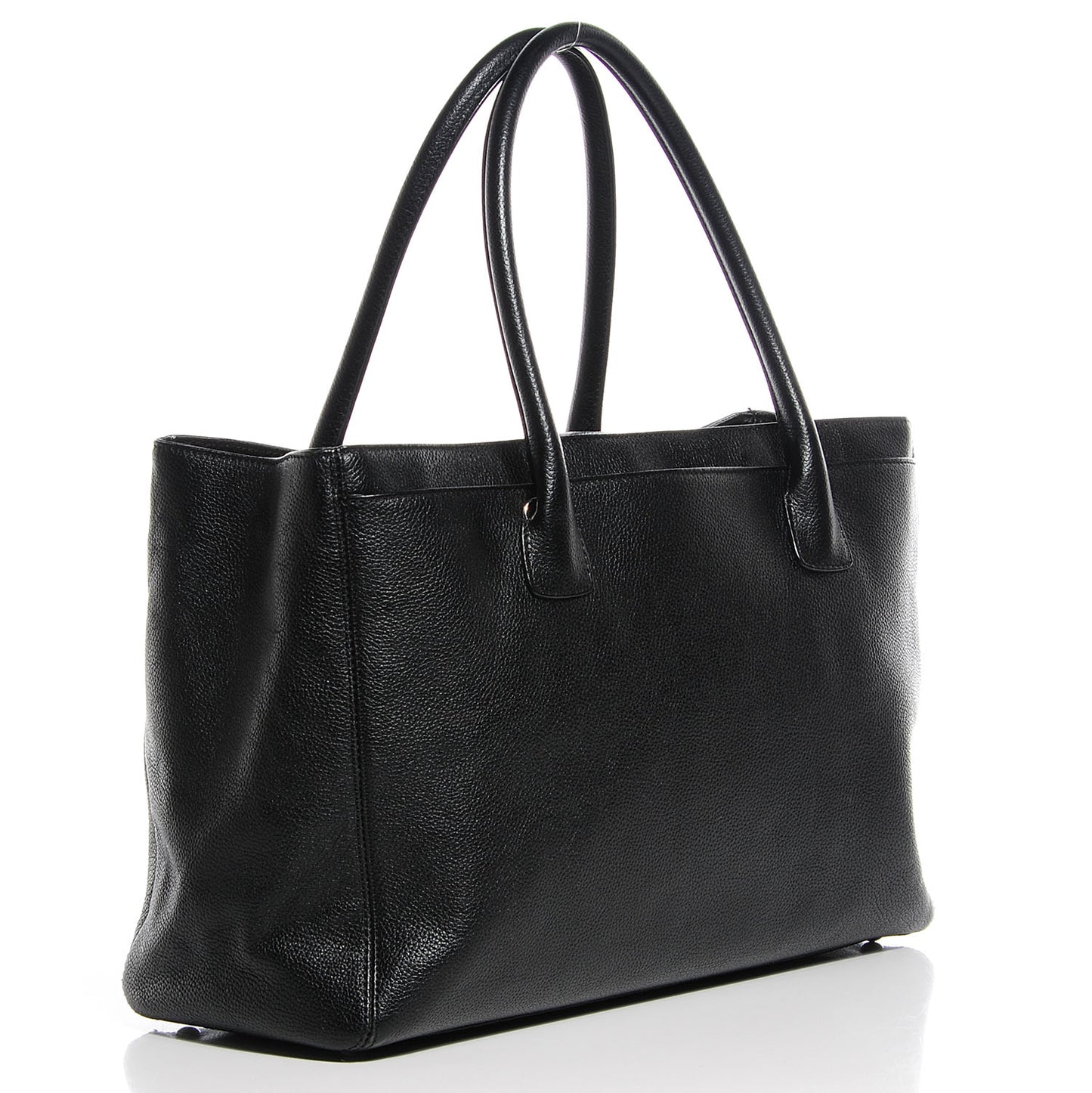Calfskin Cerf Executive Shopper Tote Black