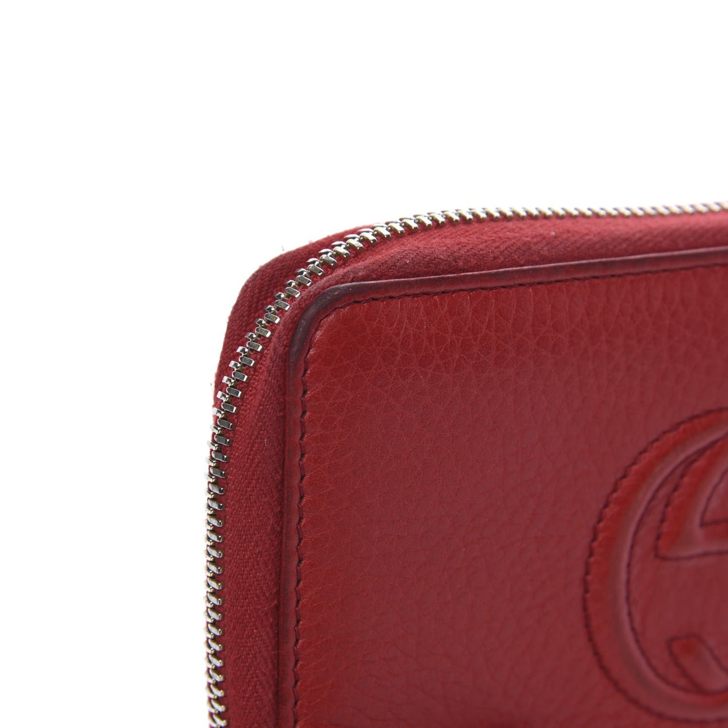 Pebbled Calfskin Medium Soho Zip Around Wallet Red