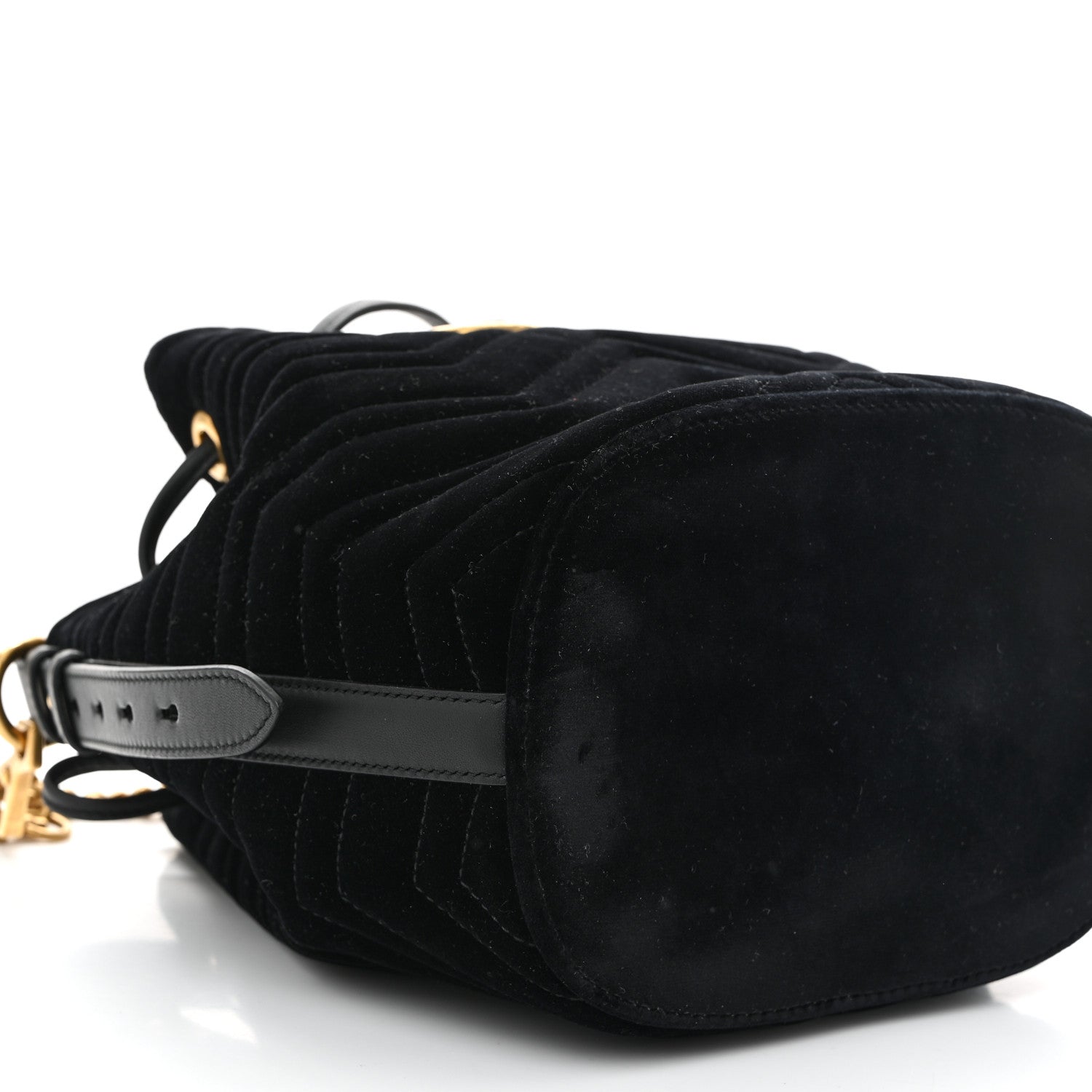 Gucci Velvet Matelasse GG Marmont Bucket Bag Black Black 8 of 9