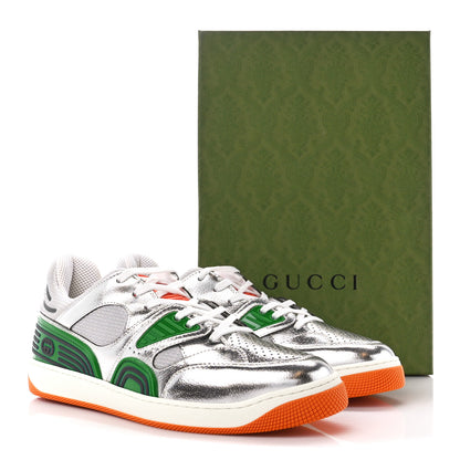 Gucci Laminated Textured Dollar Calfskin Mens Good Game Basketball Low Top Sneakers 11 Silver 10 of 10
