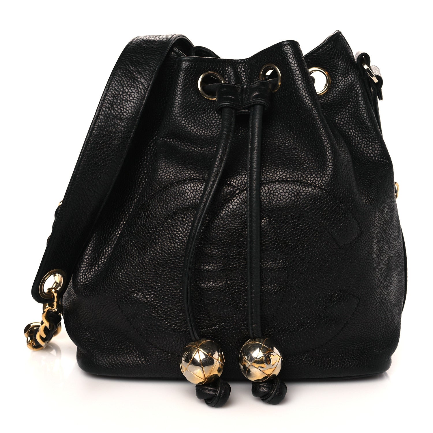 Chanel Caviar CC Drawstring Shoulder Bag Black 1 of 10