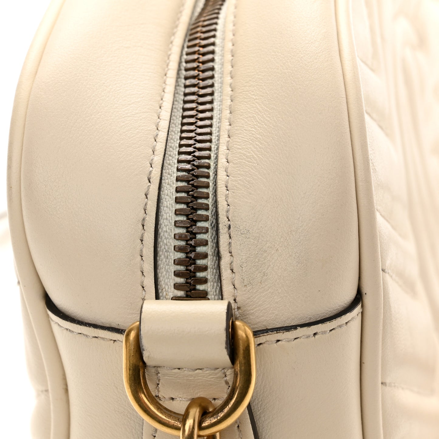 Calfskin Matelasse Small GG Marmont Chain Shoulder Bag White