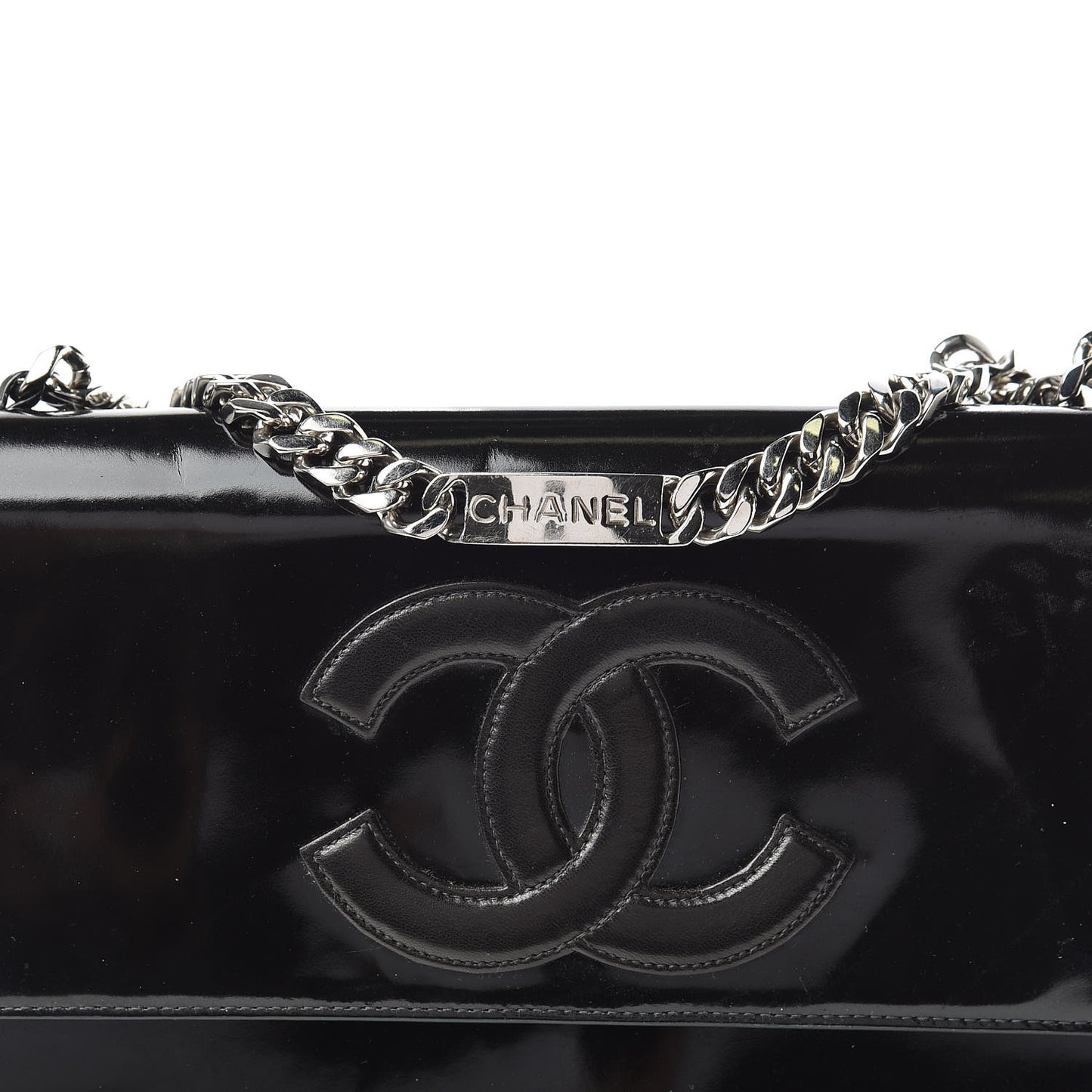 Vinyl CC Flap Bag Black