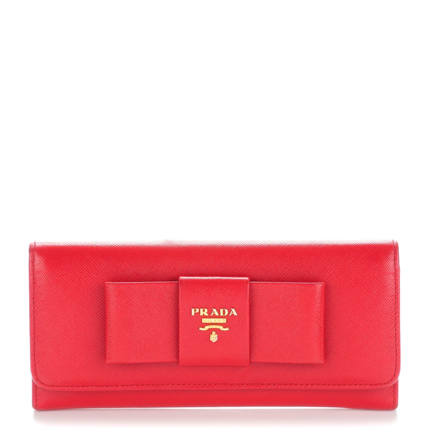 Prada Saffiano Bow Continental Wallet Fuoco 1 of 8