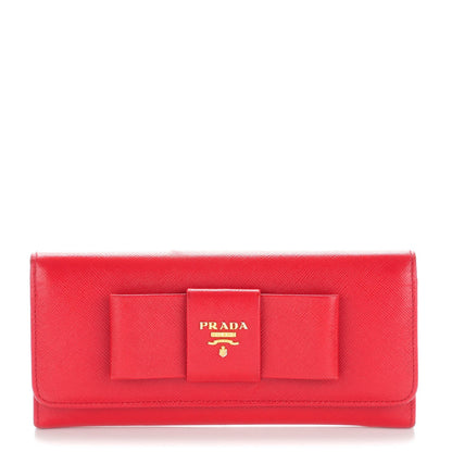 Prada Saffiano Bow Continental Wallet Fuoco 1 of 8