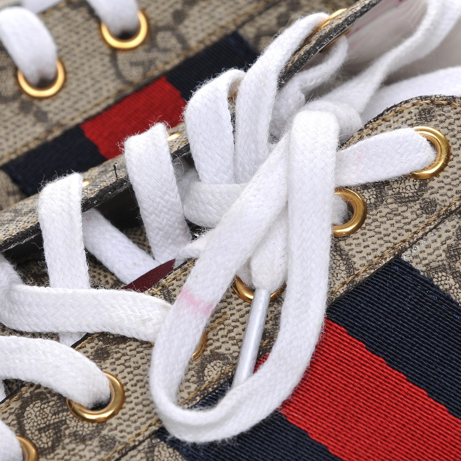 Gucci GG Supreme Monogram Ayers Web Mens New Ace Sneakers 9.5 Beige Red 9 of 12