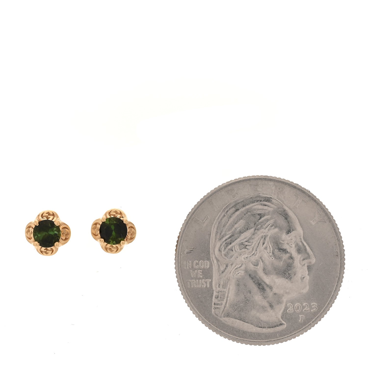 Gucci 18K Yellow Gold Green Tourmaline Interlocking G Earrings 49/4.75 2 of 6