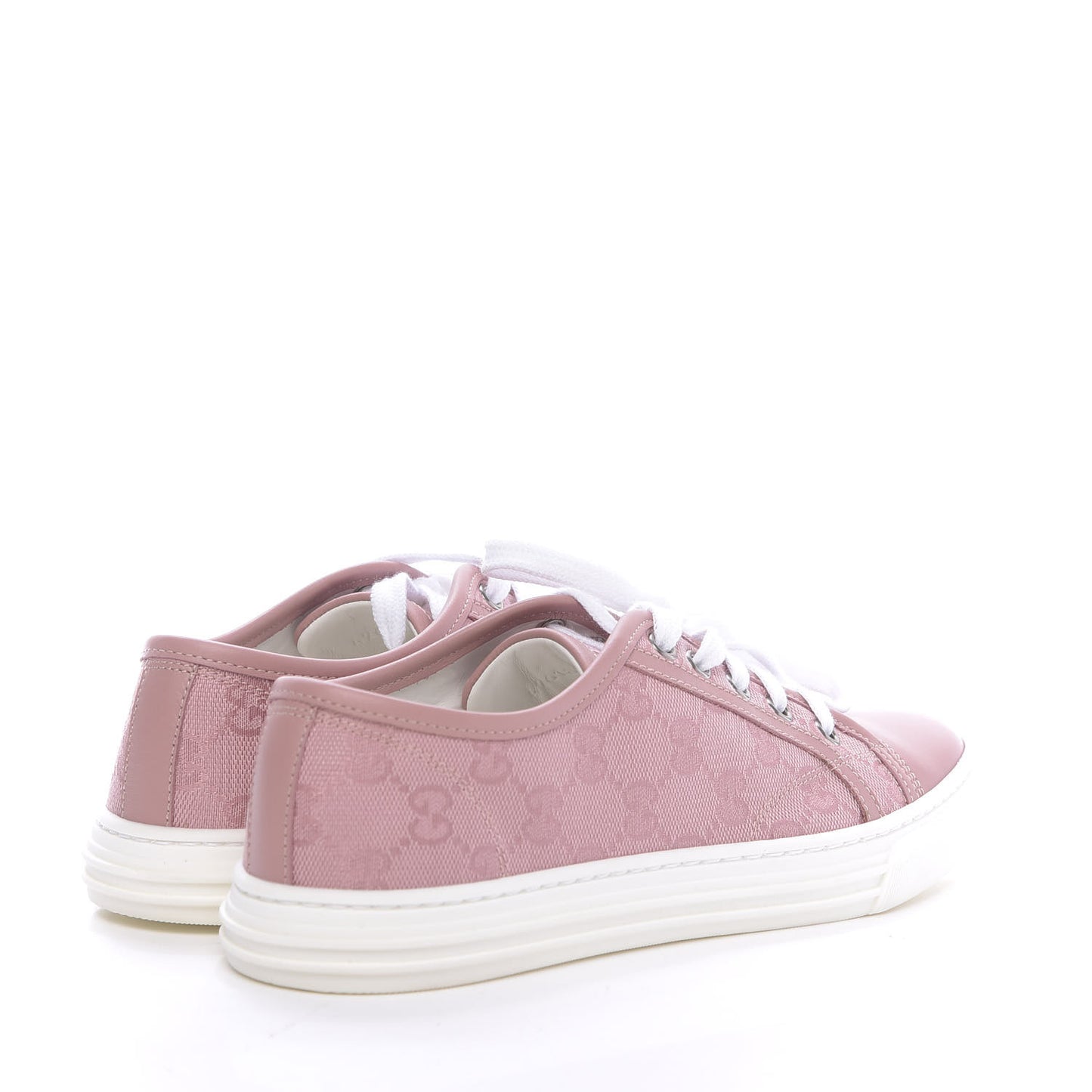 GG Monogram Calfskin Womens Low Top Sneakers 37 Pink Soft Pink