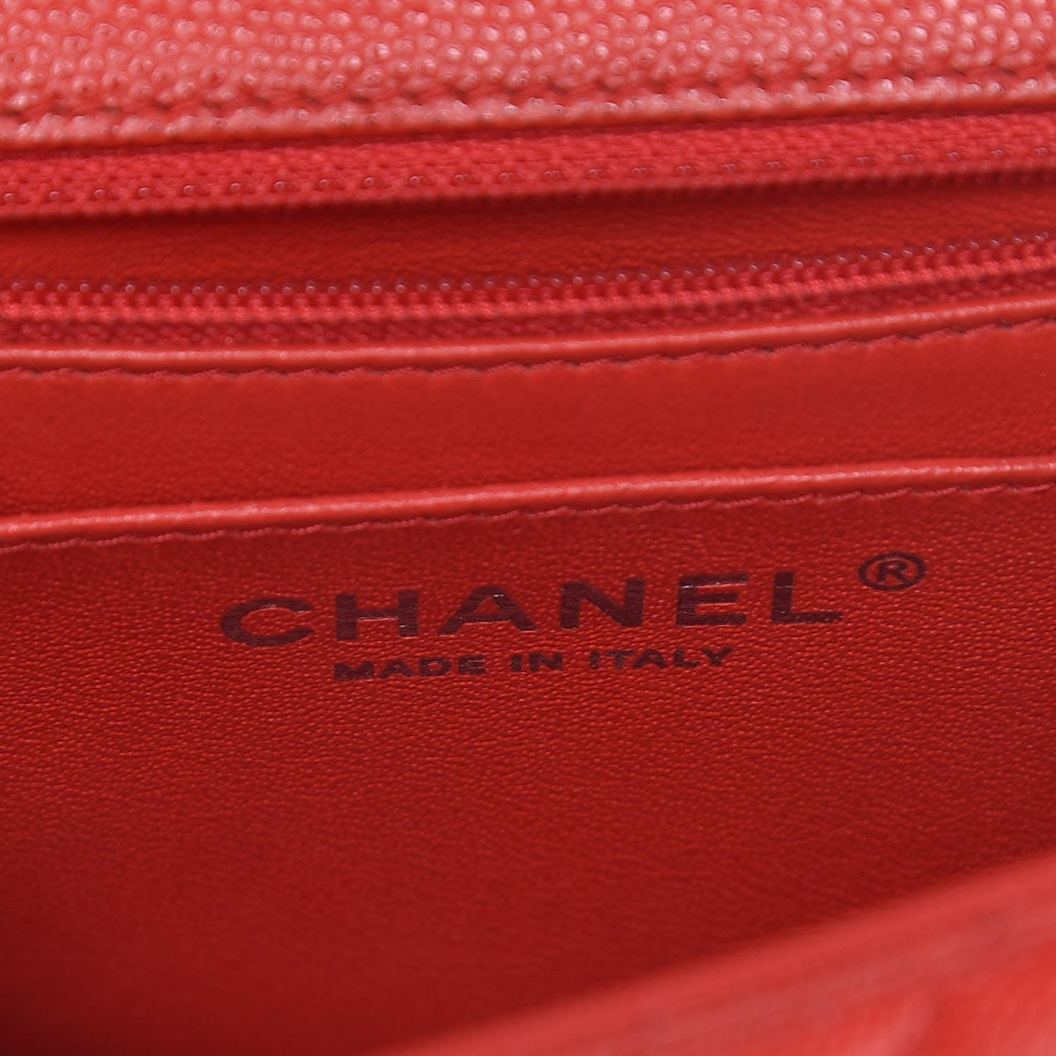 Chanel Caviar Chevron Quilted Mini Square Flap Red 6 of 7