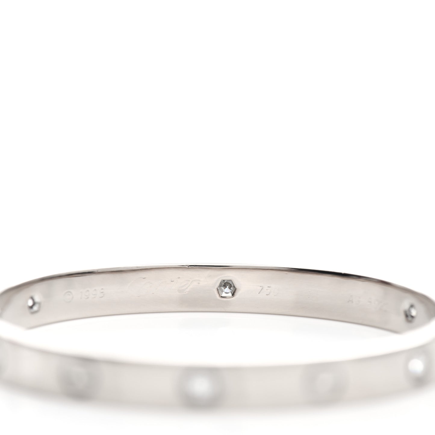 18K White Gold 6 Diamond LOVE Bracelet 16