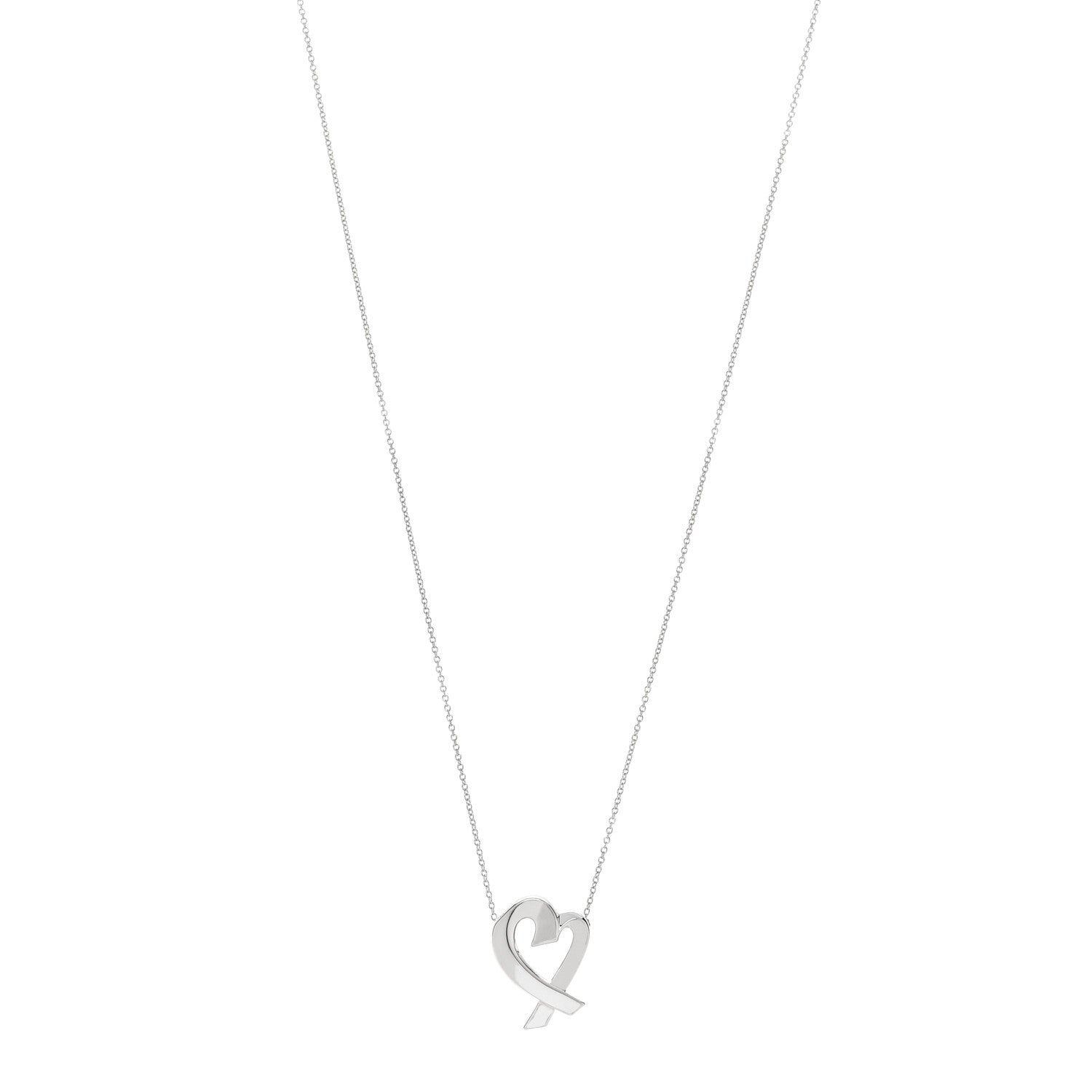 Tiffany Sterling Silver Paloma Picasso Loving Heart Pendant Necklace 1 of 5
