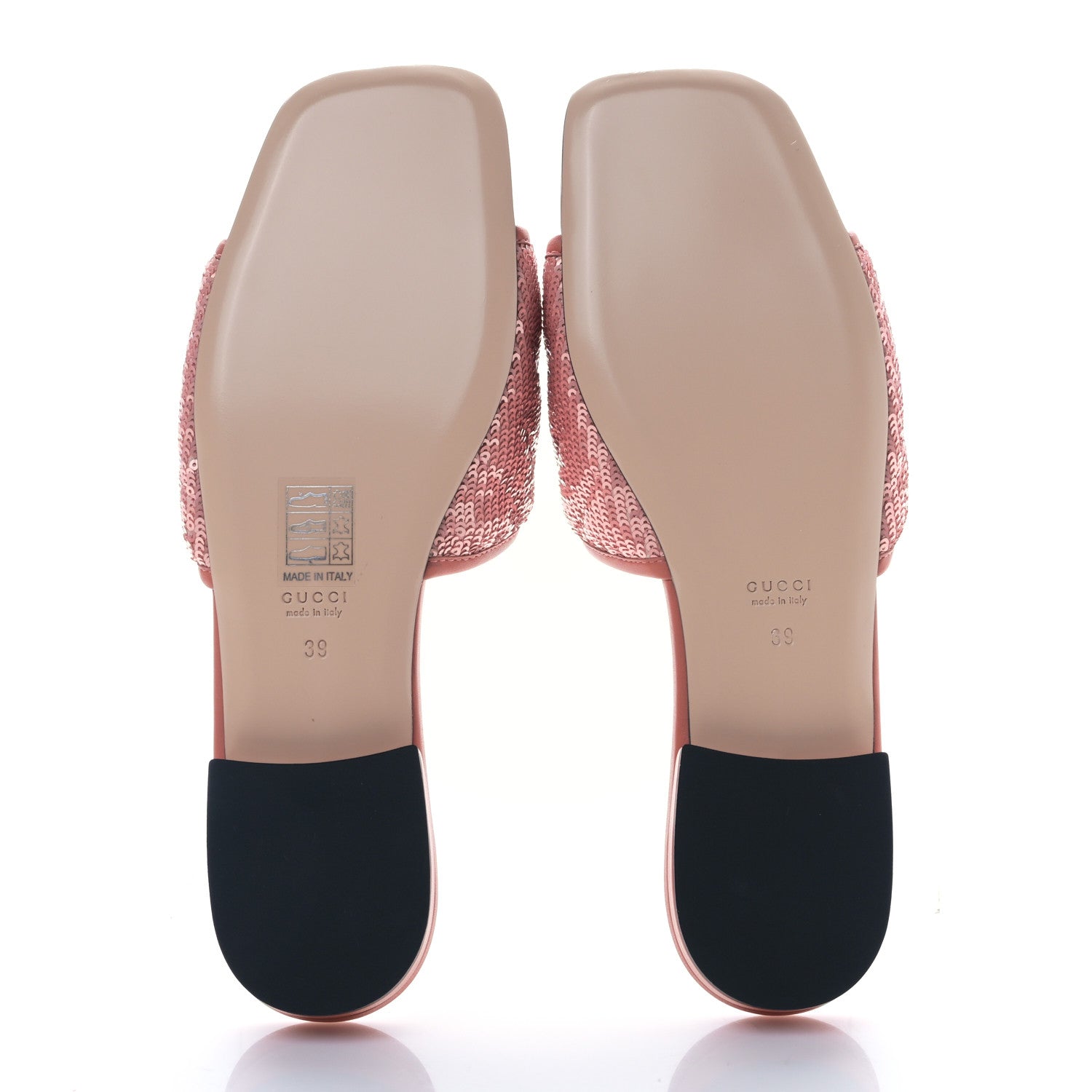 Gucci Sequin Satin Calfskin Matelasse GG Marmont Flat Slide Sandals 39 Antique Rose Rosa Pale Pink 5 of 8