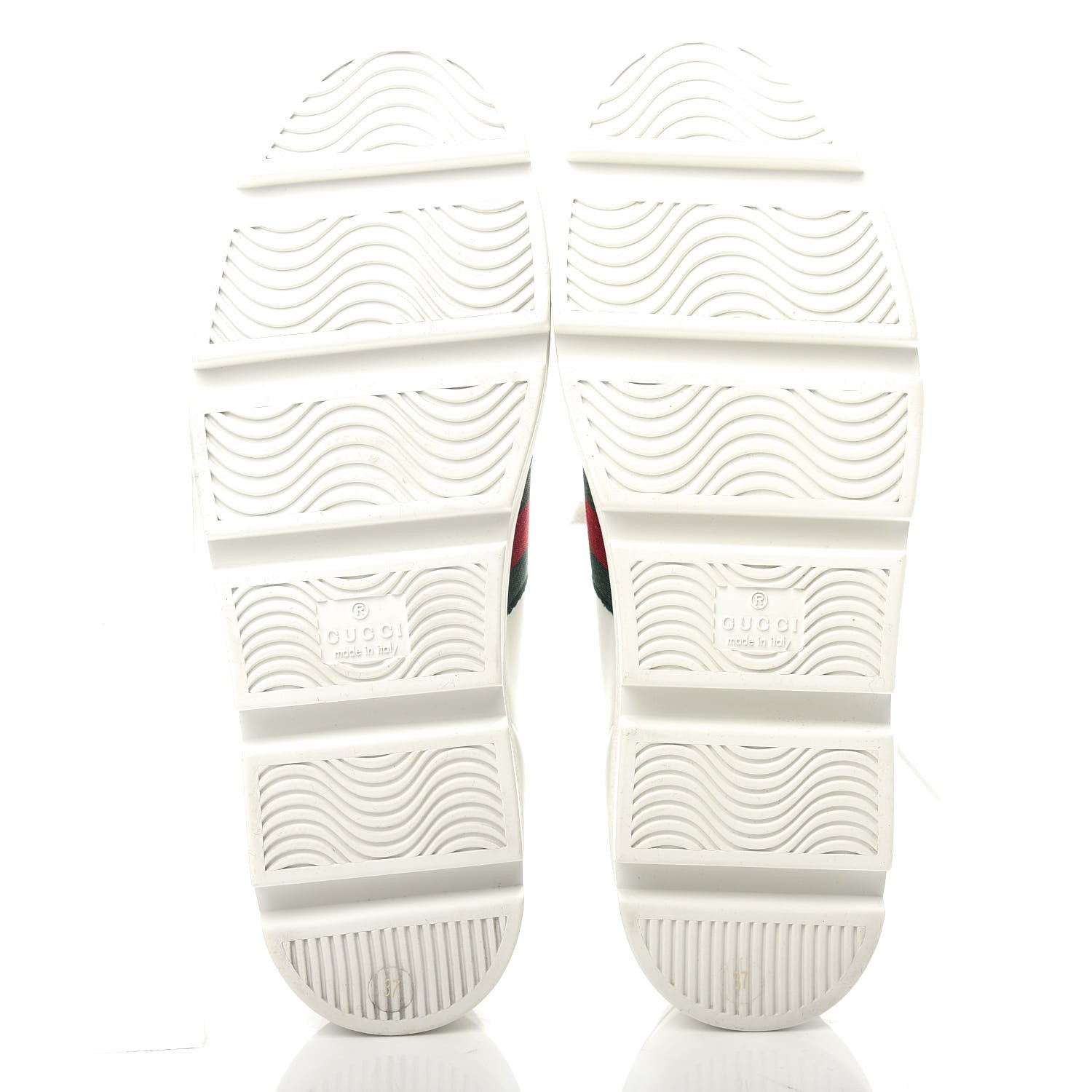 Gucci Calfskin Web Bee Embroidered Womens Ace Platform Sneakers 37 White 6 of 11