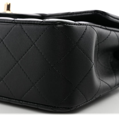 Chanel Lambskin Quilted Mini Top Handle Rectangular Flap Black 10 of 11
