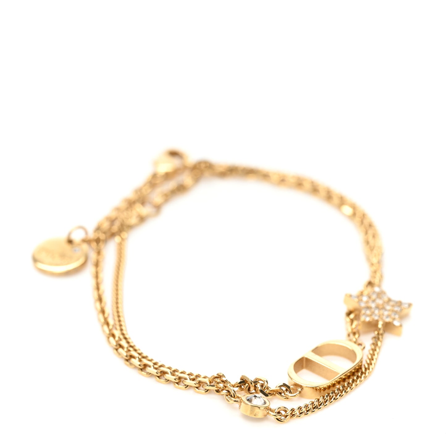 Crystal Metal Petit CD Double Bracelet Gold Gold