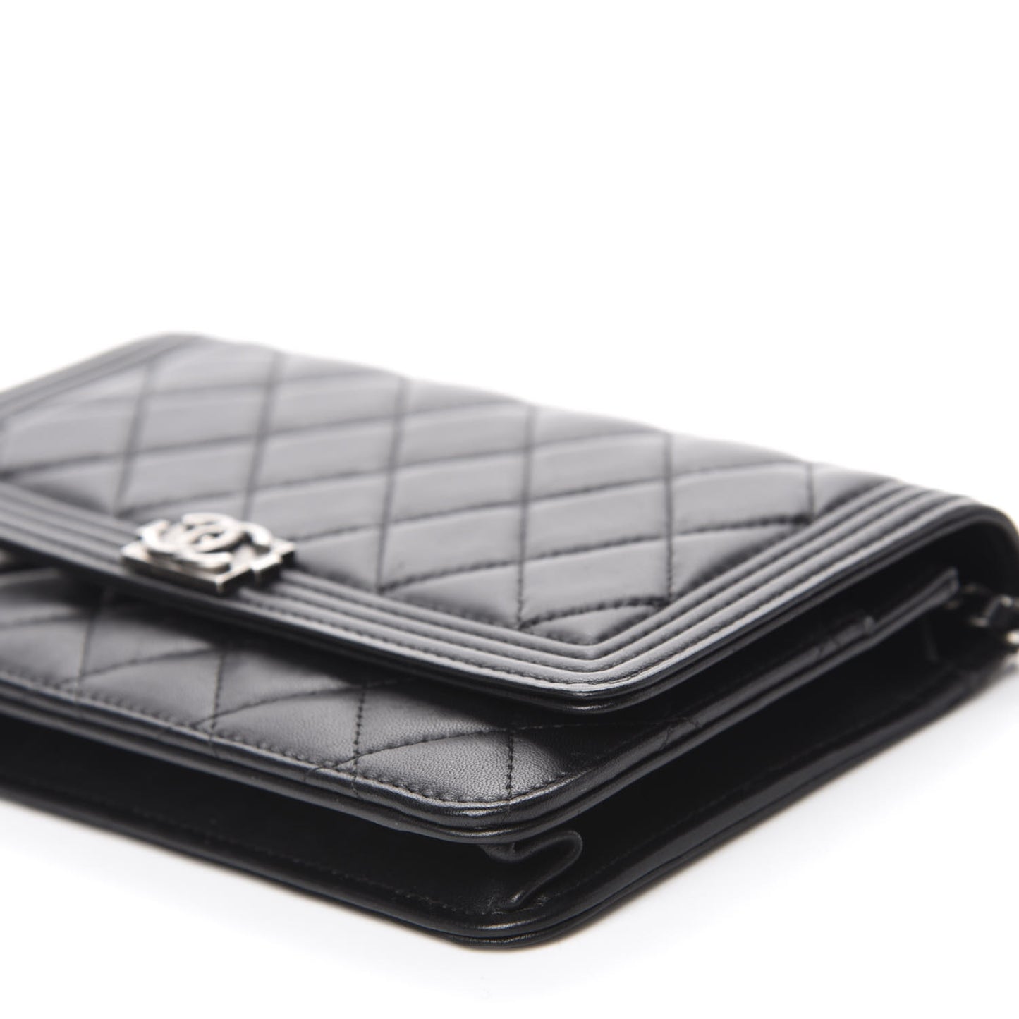 Lambskin Quilted Boy Wallet On Chain WOC Black