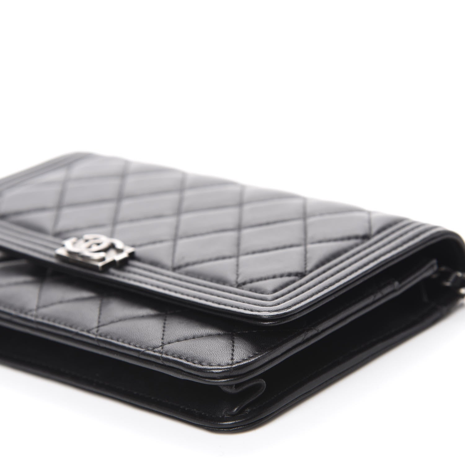 Chanel Lambskin Quilted Boy Wallet On Chain WOC Black 7 of 13