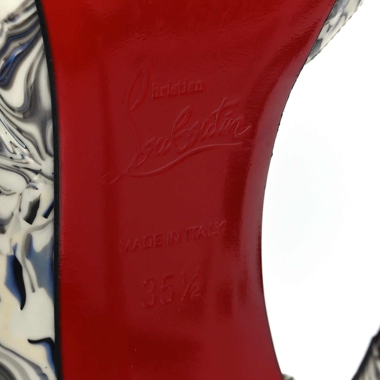 Christian Louboutin Patent Marble Swirl Iriza 100 Pumps 35.5 White 7 of 7