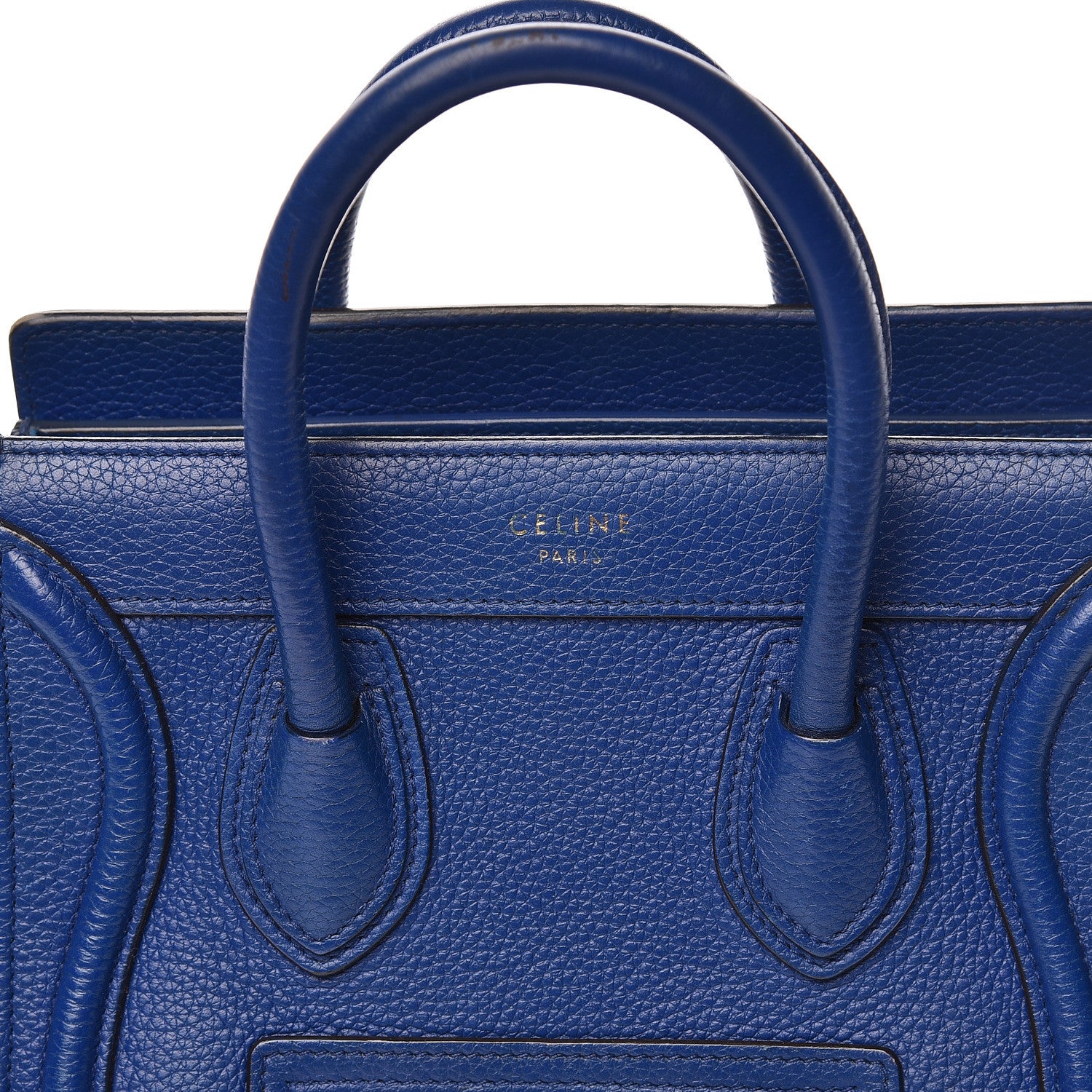 Celine Drummed Calfskin Nano Luggage Indigo 13 of 20