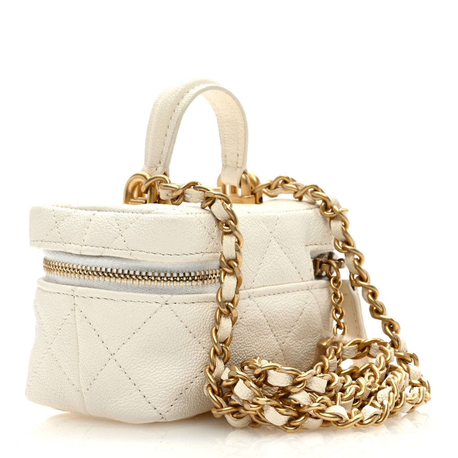 Chanel Caviar Quilted Mini Top Handle Vanity With Chain White 3 of 9