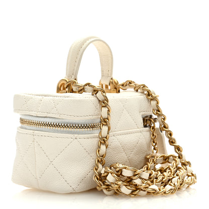 Chanel Caviar Quilted Mini Top Handle Vanity With Chain White 3 of 9