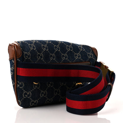 Gucci New Denim GG Monogram Dollar Calfskin Web Retro Interlocking G Belt Bag Blue Tea Cuir Epilog 3 of 10