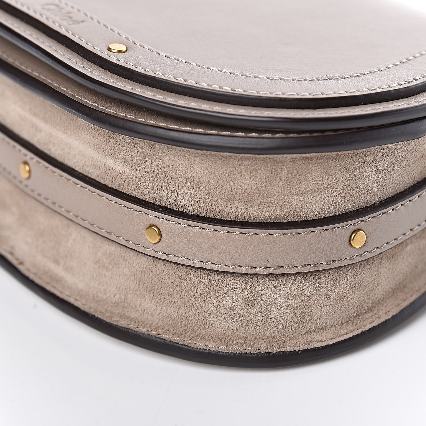 Calfskin Suede Small Nile Bracelet Bag Motty Grey