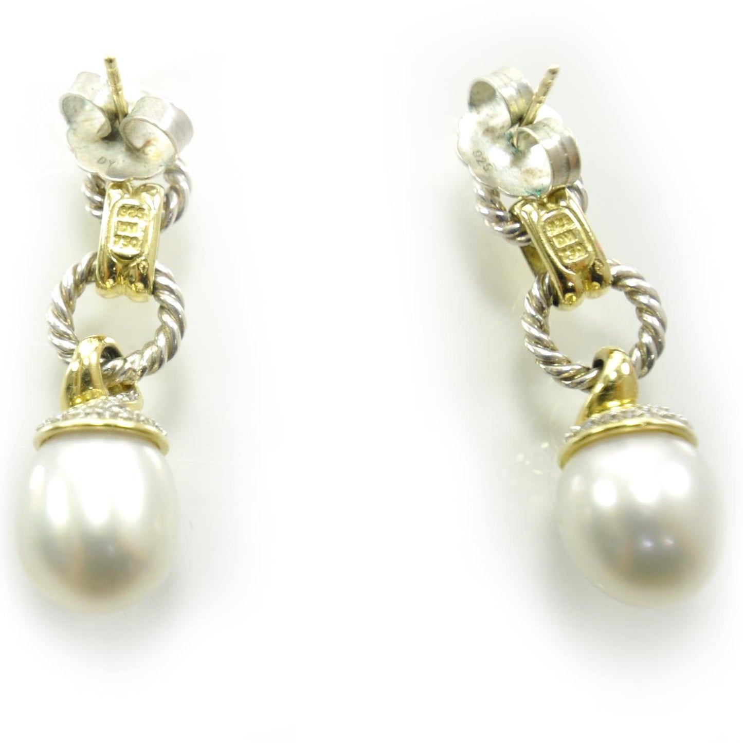 Pave Diamond and Tahitian Pearl Earrings