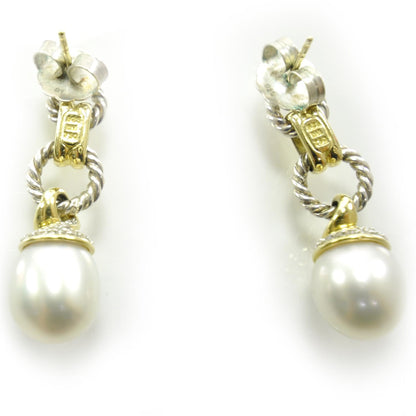 David Yurman Pave Diamond and Tahitian Pearl Earrings 3 of 6