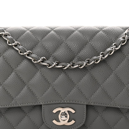 Chanel Caviar Quilted Medium Double Flap Grey 8 of 10