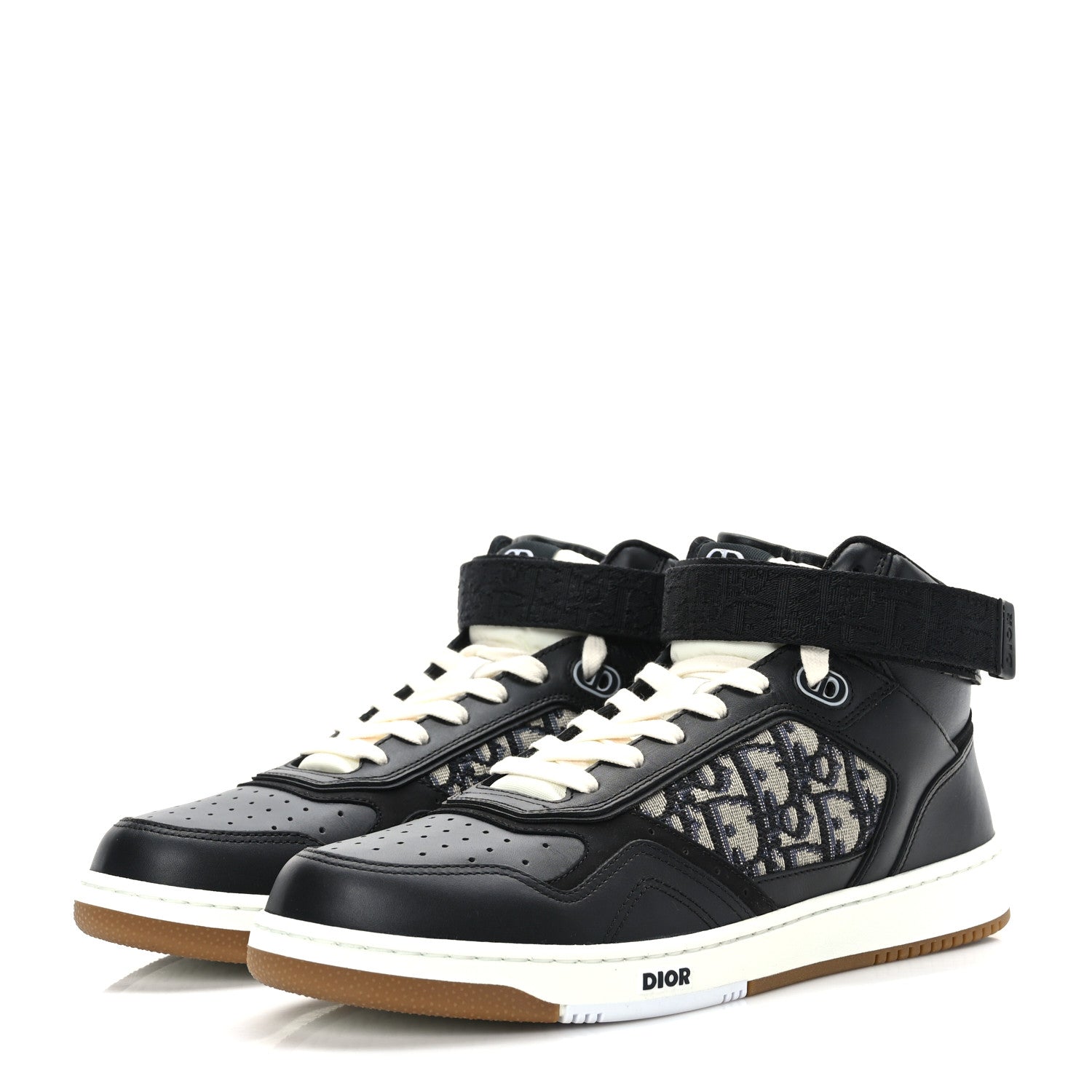 Christian Dior Smooth Calfskin Jacquard Oblique Mens B27 Mid Top Sneakers 43 Black Blue 3 of 7