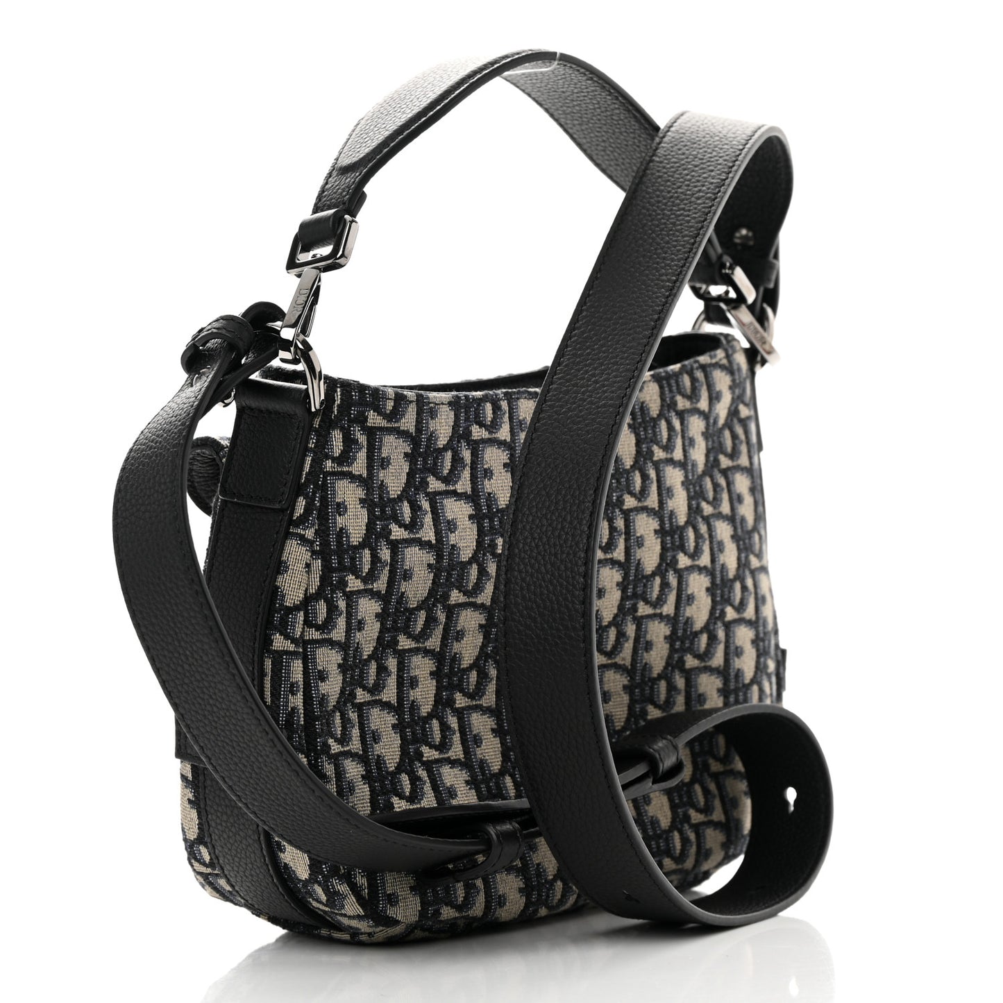 Oblique Mini Soft Saddle Bag Beige Black