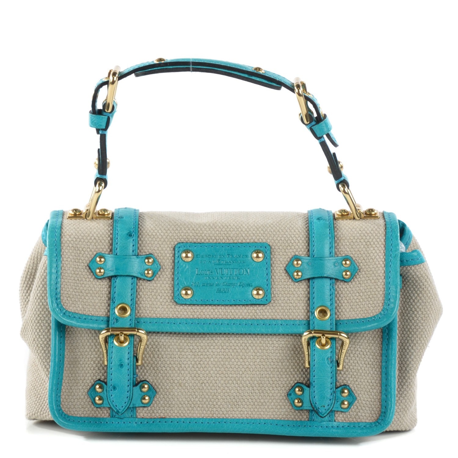 Louis Vuitton Trianon Ostrich Sac Express PM Turquoise 1 of 8