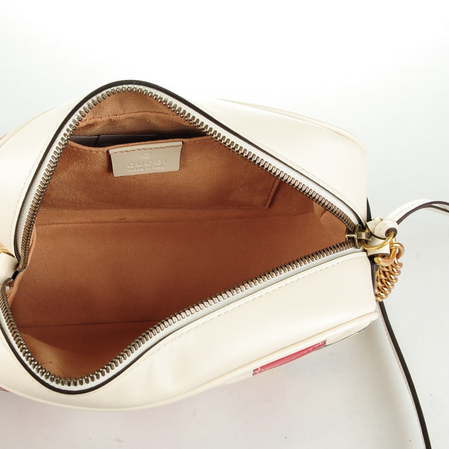 Gucci Calfskin Matelasse Trompe L'Oeil Print Small GG Marmont Chain Shoulder Bag White 5 of 7