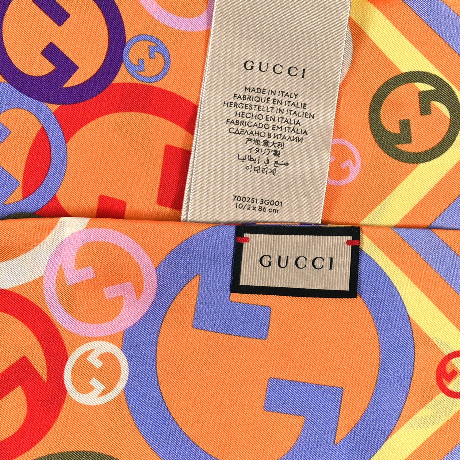 Gucci Silk Twill GG Bubbly Neck Bow Scarf Multicolor 3 of 3